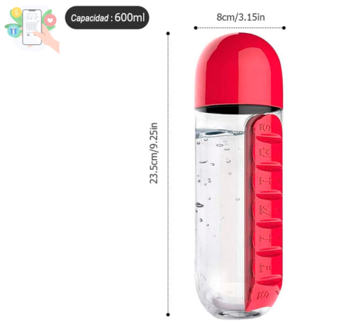 BOTELLA PASTILLERO 2 EN 1 ORGANIZADOR