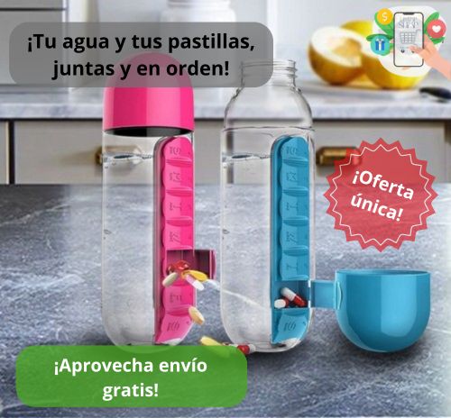 BOTELLA PASTILLERO 2 EN 1 ORGANIZADOR